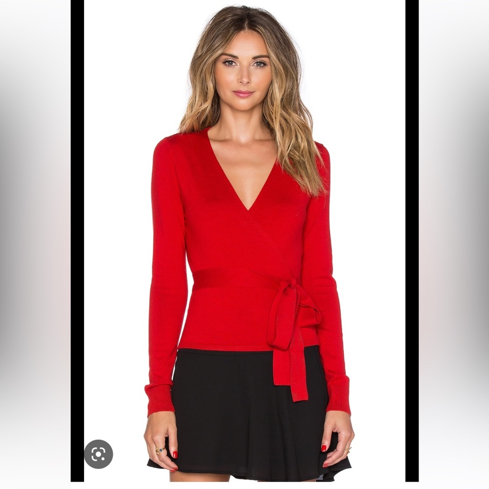 Diane von Furstenberg Ballerina Wrap Sweater in Poppy